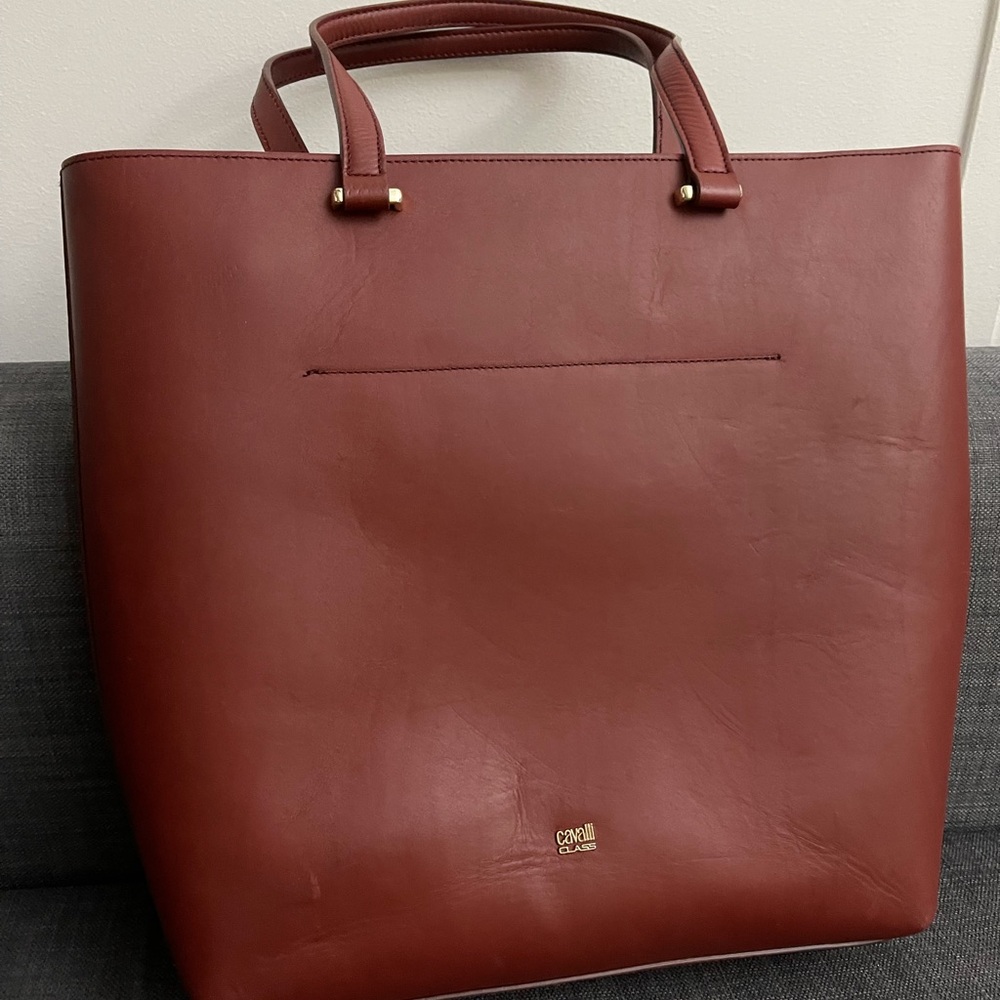 Roberto Cavalli Rigid Leather Tote